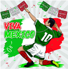 soccer player celebrating mexico holiday green white red © Gilberto