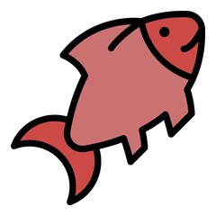 Fish icon. Outline illustration of fish vector icon color flat isolated on white