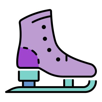 Skates boot icon. Outline skates boot vector icon color flat isolated on white