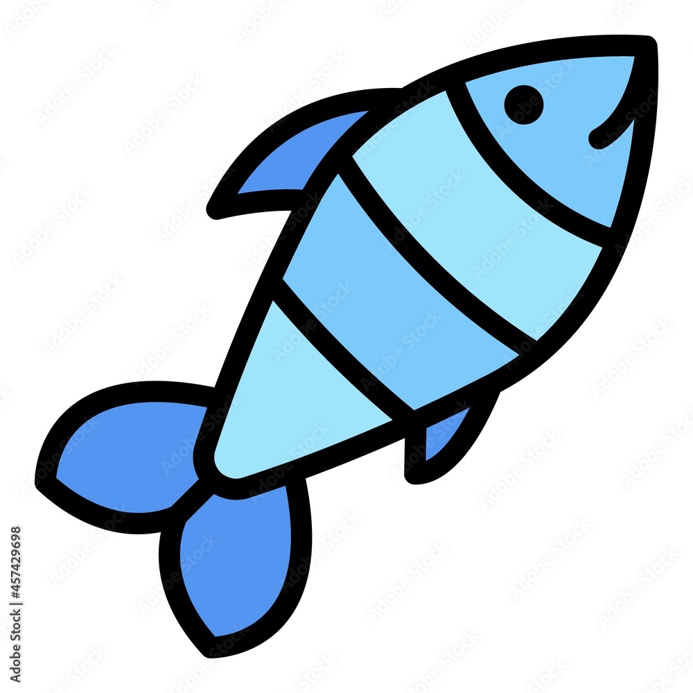Sticker sea fish icon. outline illustration of sea fish vector icon color flat isolated on white - Stickers