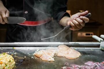 Hibachi Food Being Prepared in Punta Cana, Dominican Republic.