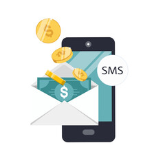 Internet payments, data protection, money transfer, online banking, mobile wallet, pay history, mobile app. Online Payment Concept. Phone with user interface login and password. Flat vector