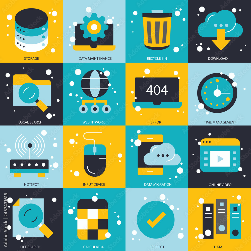 Poster business and technology icon set for website and mobile applications. flat vector illustration