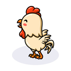 Cute happy little rooster cartoon