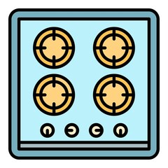 Cooking stove icon. Outline cooking stove vector icon color flat isolated on white