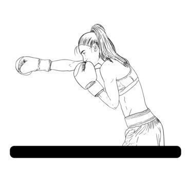 mujer boxeando lineas