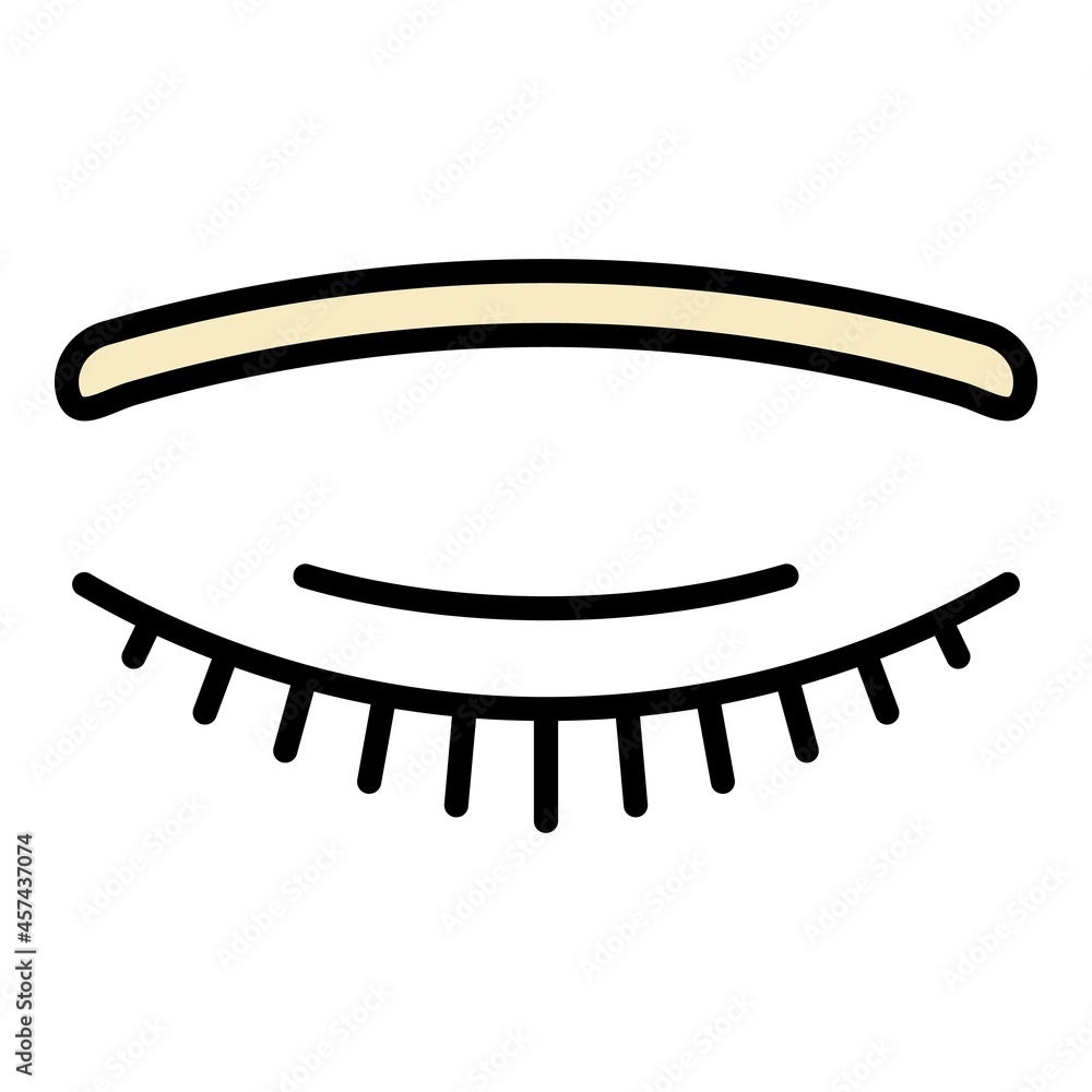 Sticker Closed eye icon. Outline closed eye vector icon color flat isolated on white - Stickers