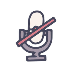 microphone off color vector doodle simple icon
