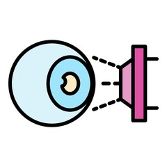 Eyeball laser inspection icon. Outline eyeball laser inspection vector icon color flat isolated on white