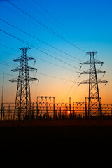 Fototapeta premium High voltage electric tower line