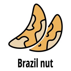 Brazil nut icon. Outline brazil nut vector icon color flat isolated on white