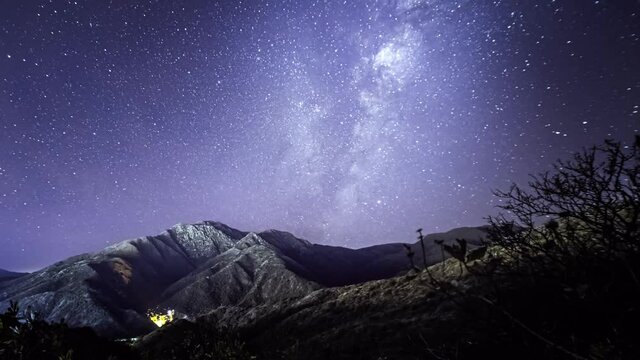 Milky way timelapse on a hill