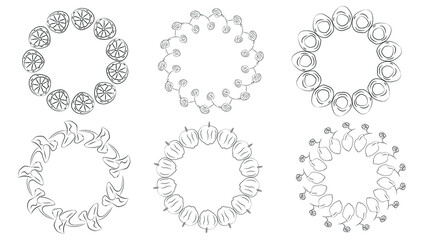 black outline abstract flower circle frame