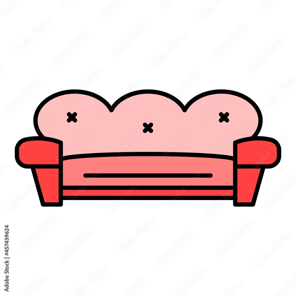 Poster retro sofa icon. outline retro sofa vector icon color flat isolated on white