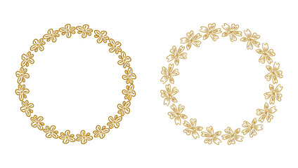 golden abstract flower circle frame