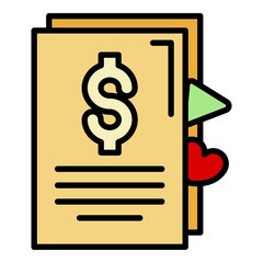 Vlog money contract icon. Outline vlog money contract vector icon color flat isolated on white