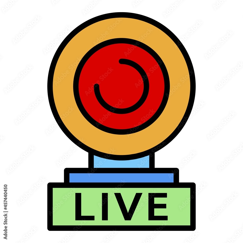 Poster web cam live icon. outline web cam live vector icon color flat isolated on white