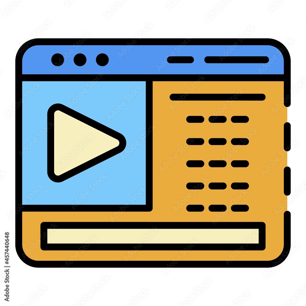 Poster web video blog page icon. outline web video blog page vector icon color flat isolated on white