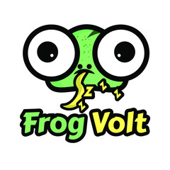 light green cute frog cartoon logo