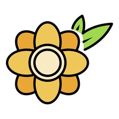 Honey flower icon. Outline honey flower vector icon color flat isolated on white