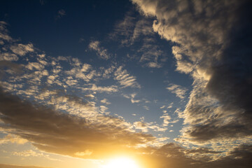 Beautiful sky during sunset. Designer's tool for ceiling replacement. Vacation landscape