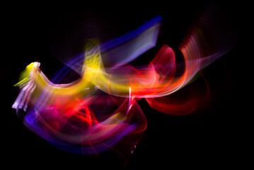 Fototapeta premium 3D illustration or 3D representation. Abstract colored shapes and lights.