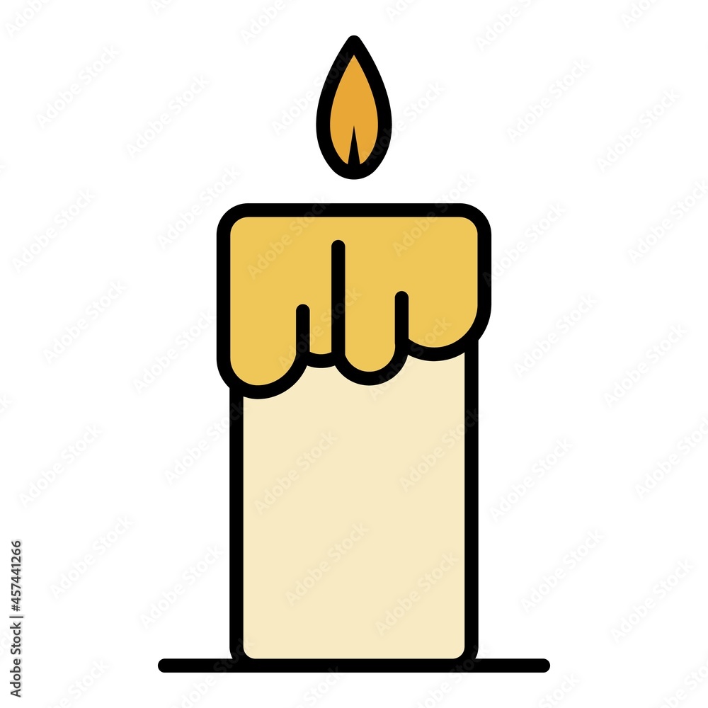 Wall mural Wax burning candle icon. Outline wax burning candle vector icon color flat isolated on white - Wall murals