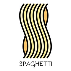 Spaghetti pasta icon. Outline spaghetti pasta vector icon color flat isolated on white