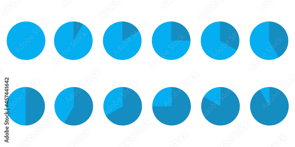 Poster part blue circle. flat process cycle. geometric element. linear design. graph icon. vector illustrat