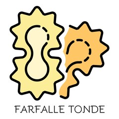 Farfalle tonde icon. Outline farfalle tonde vector icon color flat isolated on white