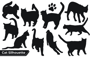 Collection of cats Silhouette in different positions