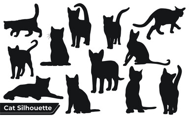 Collection of cats Silhouette in different positions