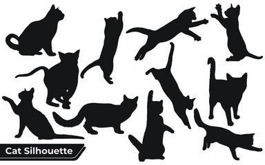 Collection of cats Silhouette in different positions