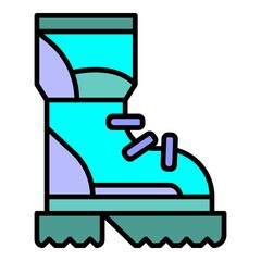 Hiking boot icon. Outline hiking boot vector icon color flat isolated on white