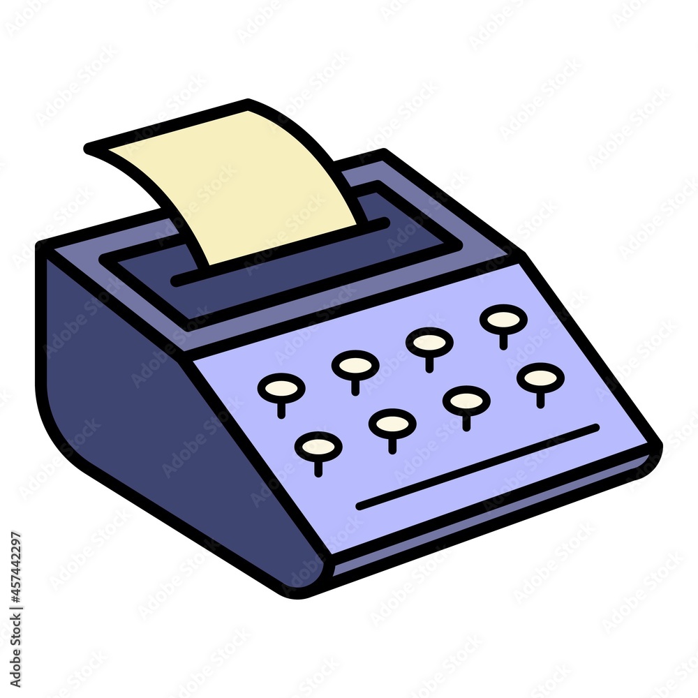 Poster retro typewriter icon. outline retro typewriter vector icon color flat isolated on white
