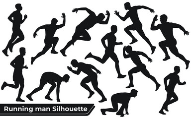 Collection of Running Man silhouettes in different poses