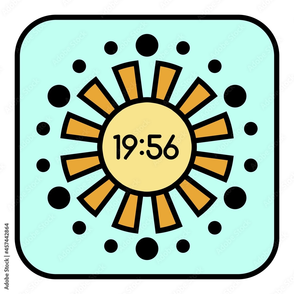 Poster abstract digital clock icon. outline abstract digital clock vector icon color flat isolated on white