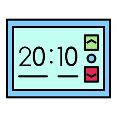 Stand alarm clock icon. Outline stand alarm clock vector icon color flat isolated on white