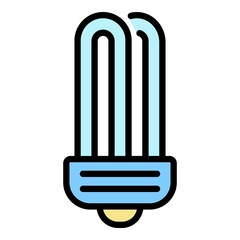 Eco light bulb icon. Outline eco light bulb vector icon color flat isolated on white