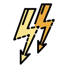 Light bolt icon. Outline light bolt vector icon color flat isolated on white
