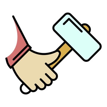 hand holding hammer, cartoon style clip art preview