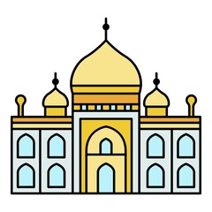 Muslim temple icon. Outline muslim temple vector icon color flat isolated on white