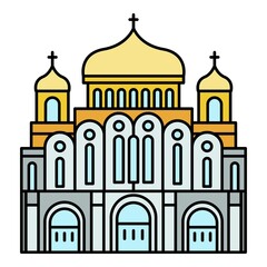 Cathedral temple icon. Outline cathedral temple vector icon color flat isolated on white