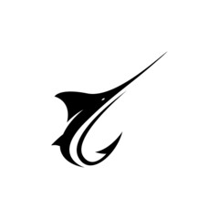 Fishing logo template: Marlin fish with a hook