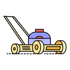 Motor grass cutter icon. Outline motor grass cutter vector icon color flat isolated on white