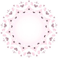 リボンとハートのフレーム　ホワイトバック