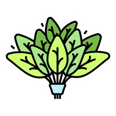 Spinach branch icon. Outline spinach branch vector icon color flat isolated on white