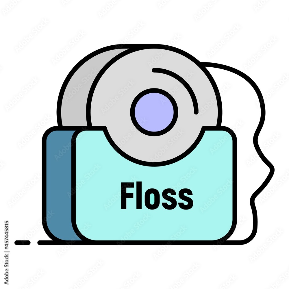 Poster floss icon. outline floss vector icon color flat isolated on white