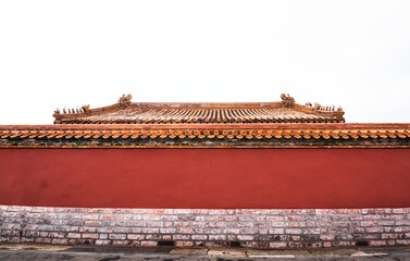The red wall in Forbidden City, Beijing of China