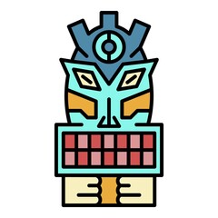 Tiki idol icon. Outline tiki idol vector icon color flat isolated on white